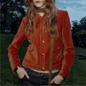 ZARA Orange Velvet Jacket